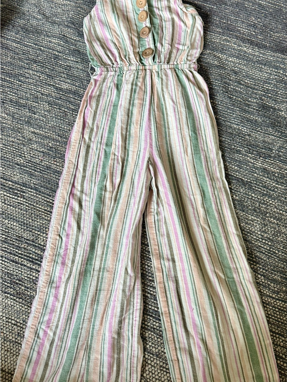 art class Multi-Color Striped Jumpsuit - Green, Pink, Cream